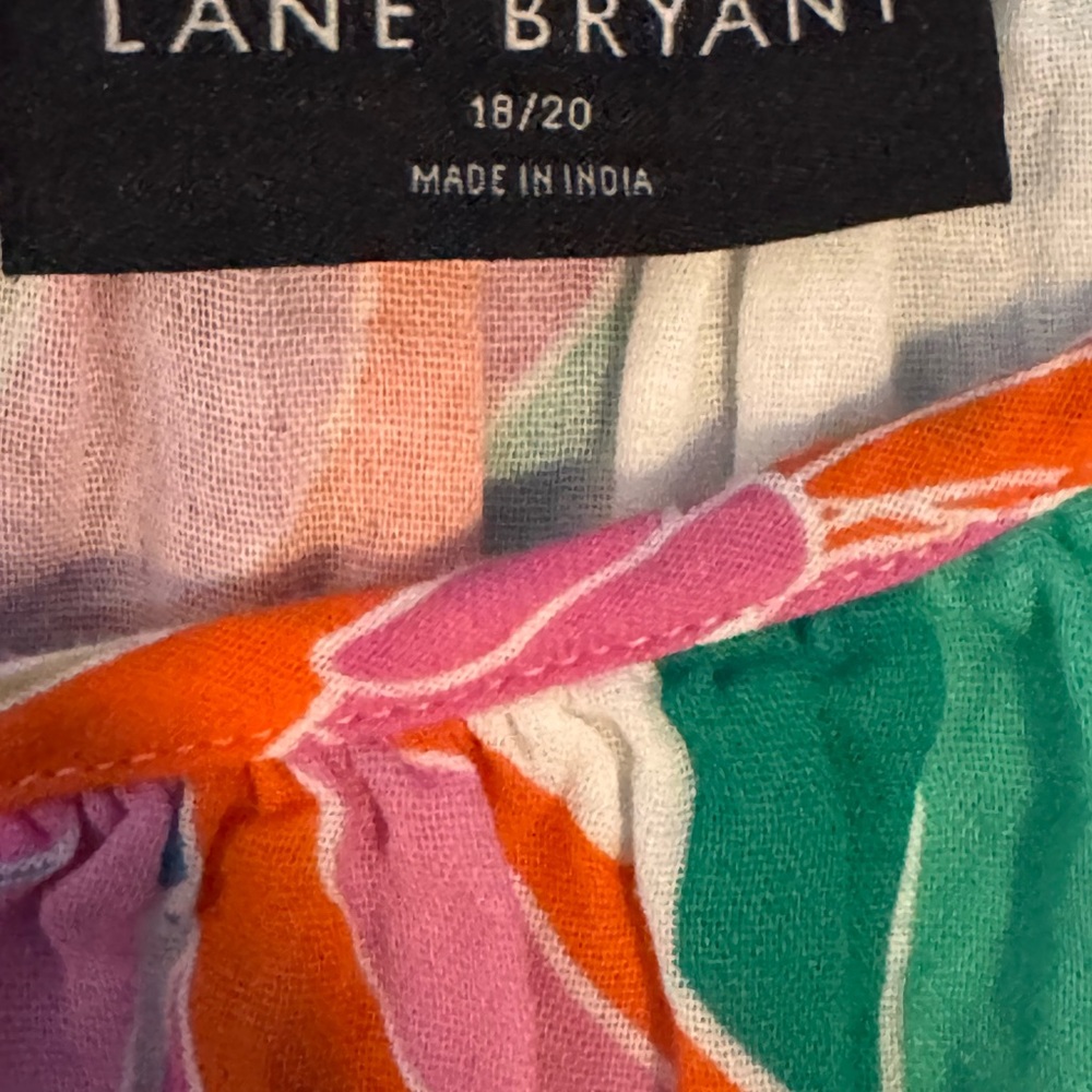 Lane Bryant Floral Jumpsuit Sz 18/20 Sleeveless Wide-leg Cotton Summer - Picture 4 of 4